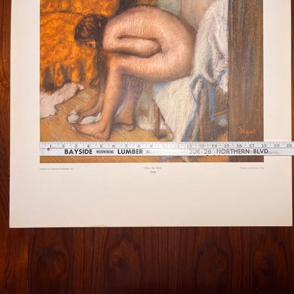 Vintage Large Degas Art Print After the Bath Nude Lady Lithograph USA MCM Decor - Picture 8 of 12
